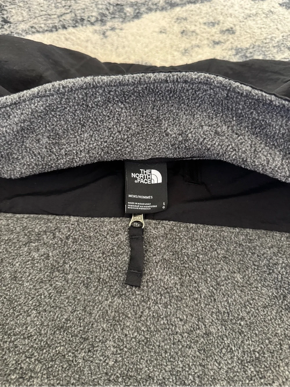The North Face Black Grey Fleece Logo Quarter Zip Pull Over Jacket